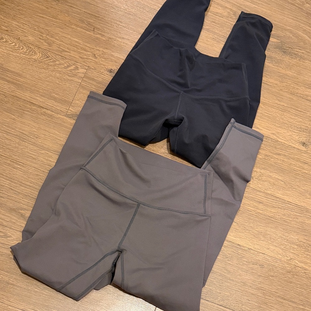 High-Waist Active Leggings - light gray & Charcoal